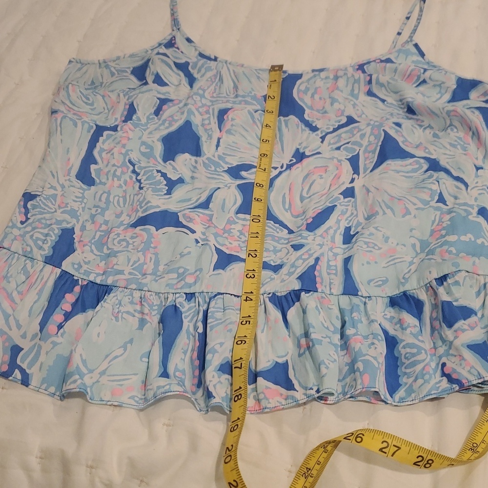 Lilly Pulitzer Into the Deep Bay Blue Peplum Tank (34) - Picture 6 of 8